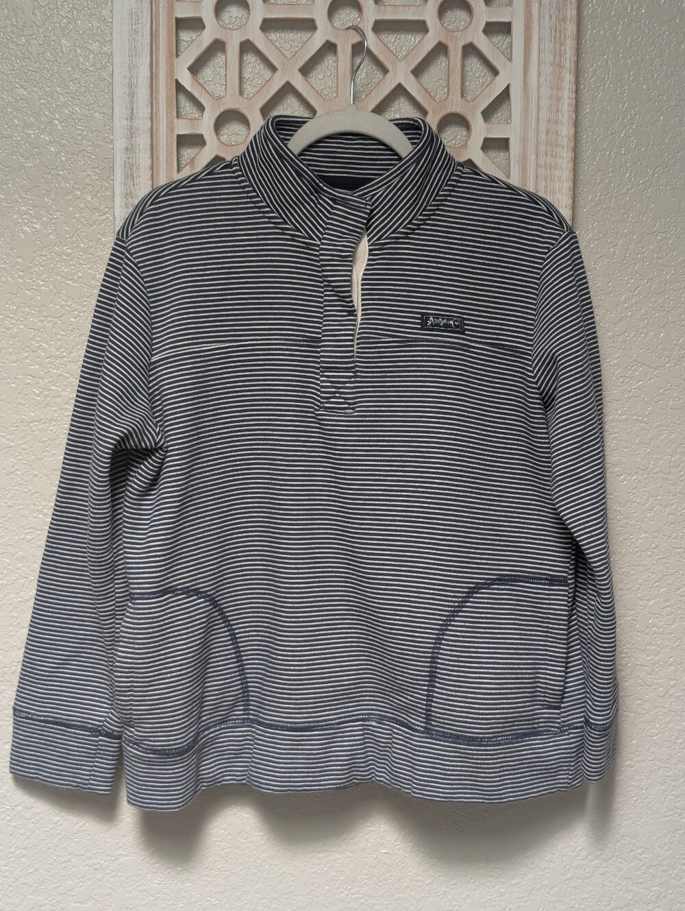 State of Mine Arizona blue/ white striped pullover sweatshirt nautical coastal